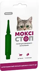 Краплі на холку для котів ProVET МОКСІСТОП до 4 кг (для лікування і профілактики гельмінтозів) 1 піпетка