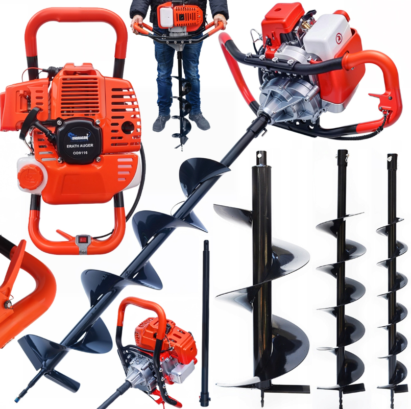 Мотобур + 3 шнека ONDRAGON OD-9116, фото 1