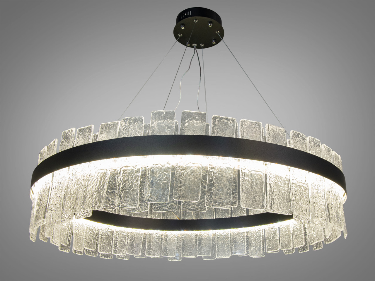 Стельова люстра LED Diasha 817/800PB 817, 190W, чорний кришталь, регульована висота, для вітальні, коридору, спальні, фото 1