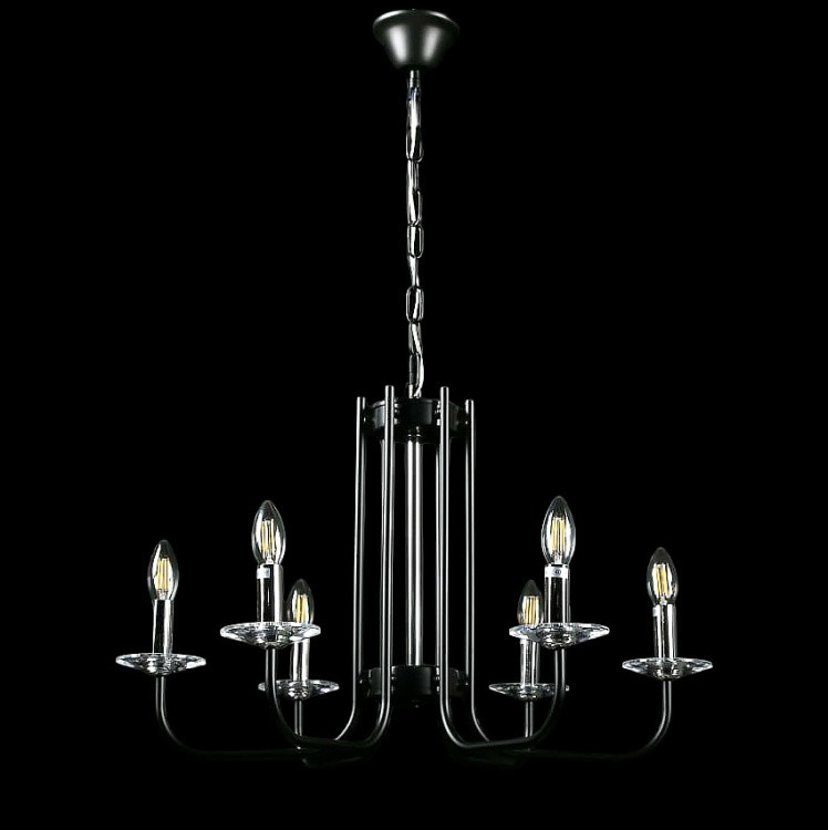 Люстра свічка Splendid Ray L60033/6, 6 ламп, чорний/хром/білий, метал/кришталь, сучасний стиль, фото 1