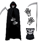 Набір дитячий: Плащ з капюшоном, Коса Смерті, Маска Череп, Рукавички Скелет