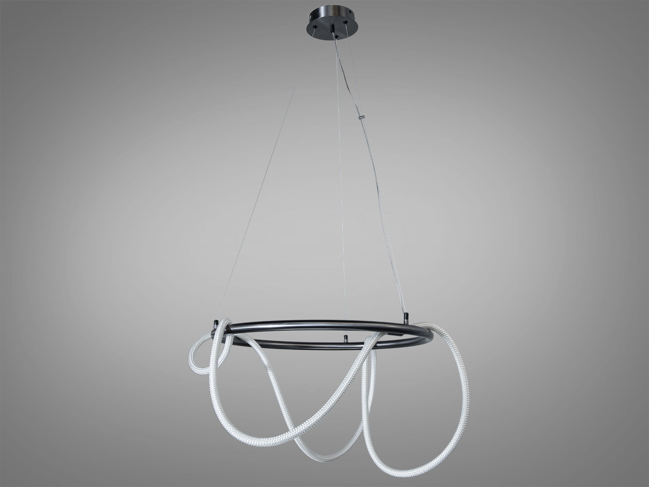 Стельова люстра LED Diasha 9752-D600BHR 4100K Ropelight, 32W, чорний хром, сучасний дизайн для коридору, вітальні, спальні, кухні, фото 1