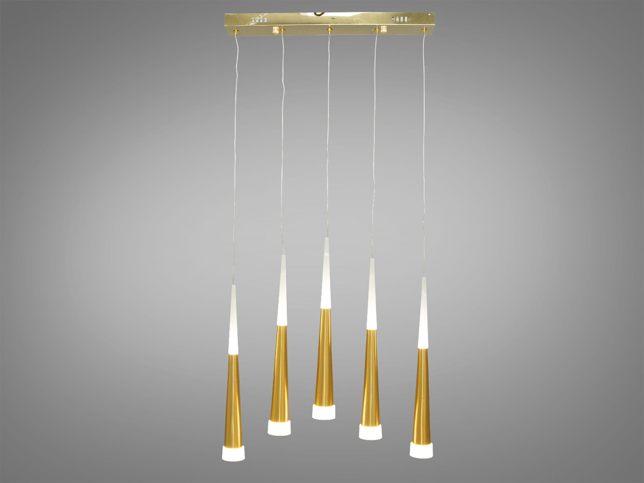 Люстра стельова LED Diasha 3002/5G, 18W, золота, сучасний стиль для високих стель, 5 ламп, 990 лм, IP20, фото 1