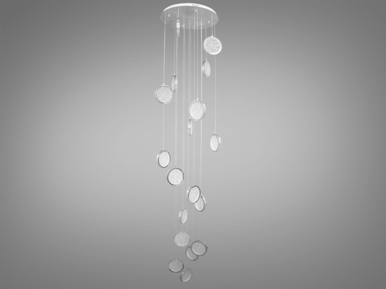 Люстра стельова LED Diasha 3005/18HR, 120W, хром, сучасний стиль для сходів, коридору, вітальні, фото 1