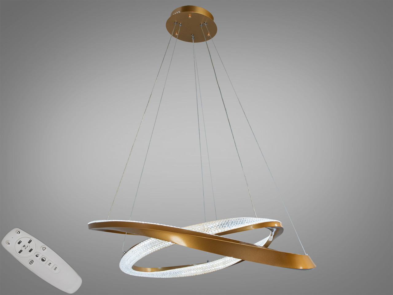 Стельова люстра LED Diasha D2486-800+600G 100W, золото, діаметр 80 см, сучасний стиль для дому, фото 1