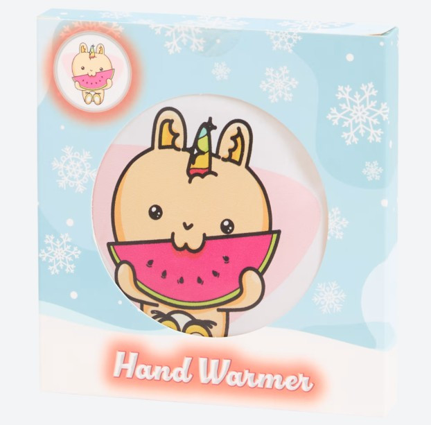 Грілка для рук дитяча багаторазова Єдиноріг з кавуном. Грілка сольова портативна для дітей і дорослих, фото 1