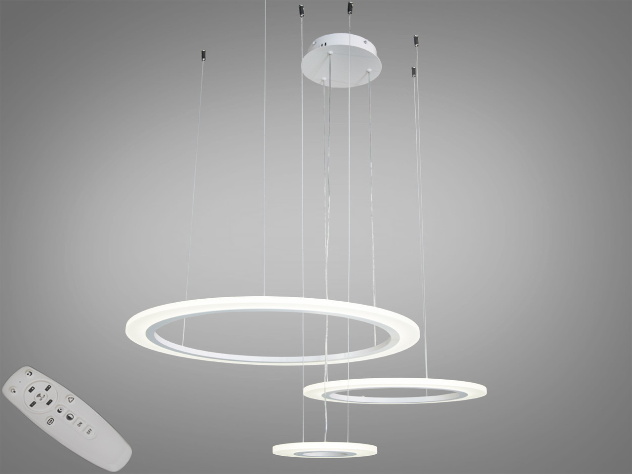 Люстра світлодіодна Diasha 6639/600+400+200WH 6639, 115W, 6325 лм, білий, для великої кімнати, регульована висота, фото 1