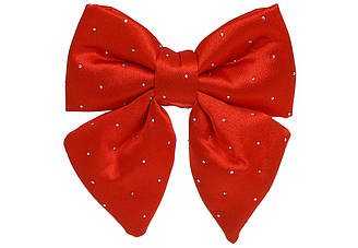 Бант новорічний атласний зі стразами 16 см