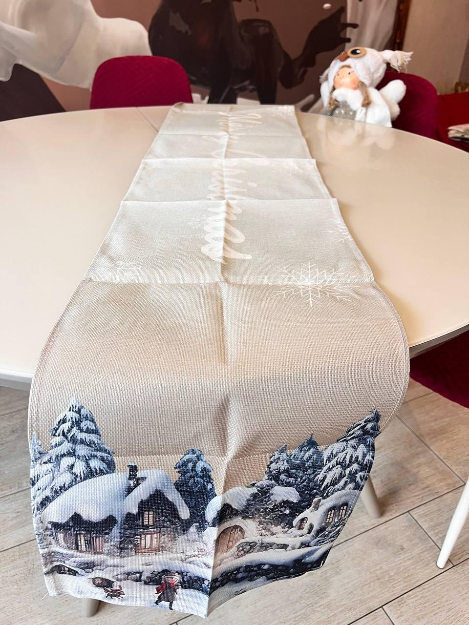 Новорічний ранер на стіл, новорічна серветка, бігунок на стіл на Новий рік, новорічний декор 33х182 см, фото 1