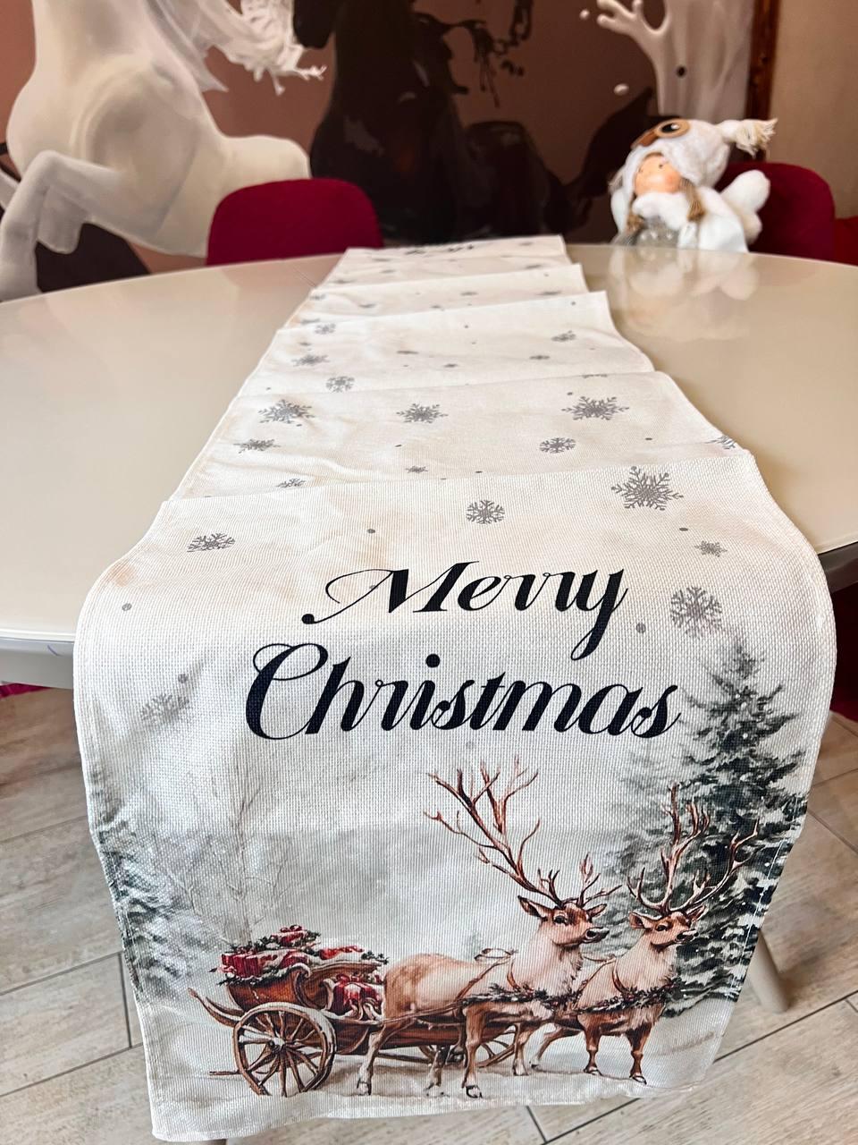 Новорічний ранер на стіл, новорічна серветка, бігунок на стіл на Новий рік, новорічний декор 33х182 см, фото 1