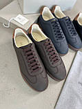 Чоловічі кросівки з натуральної шкіри темно-сині якість преміум, фото 3