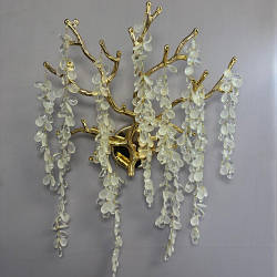 Світильник,бра  сателіт до кришталевих люстр "Гліцинія" на 3 лампи, золото