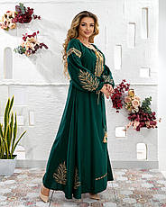 Сукня "Перлина Колос" з натурального льону зеленого кольору, фото 4