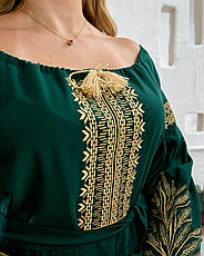 Сукня "Перлина Колос" з натурального льону зеленого кольору, фото 2