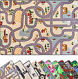 Ковролін дитячий сіро-бежевий з дорогами ширина 4 метри, фото 4