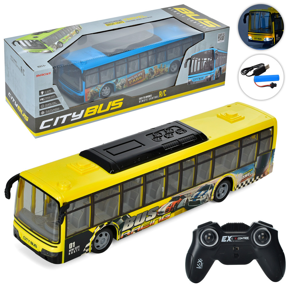 Автобус р/к, акум, 38см, світло, гум.кол, USB зарядний, 2види, в кор. 46*16*15см (12шт), фото 1