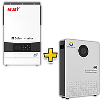 Комплект резервного живлення Гібридний інвертор Must PV19‑6048 Exp 6 кВт + Акумулятор LVTOPSUN LVTS‑512100 5,12 кВт·год LiFePO₄