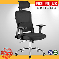 Офісне Крісло Тканина з Сіткою Чорне Markadler Manager 3.2 Black Комп'ютерне для Офісу з Регулюванням Підголівника Сітчаста Спинка