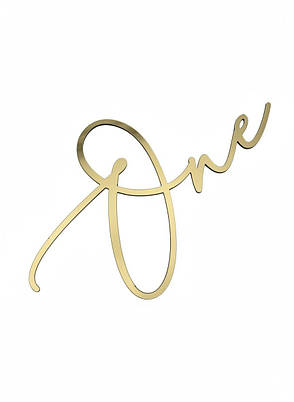 Топер One дзеркальний золотий боковий 11×6,5 см для дитячого торта або першого дня народження, фото 1