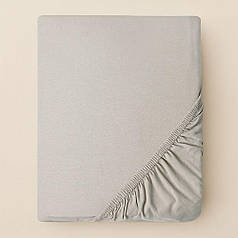 Простирадло трикотажне 180/200х200х35 см на гумці IDEIA, еластичне, трикотаж, бавовна сірий/беж