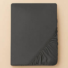 Простирадло трикотажне 180/200х200х35 см на гумці IDEIA, еластичне, трикотаж, бавовна т/сіра