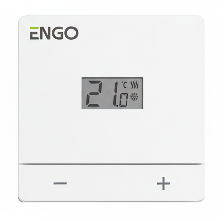 ENGO термостат дротовий EASYBATW, батарейний, 2×AAA, білий, дисплей, TPI алгоритм, фото 1