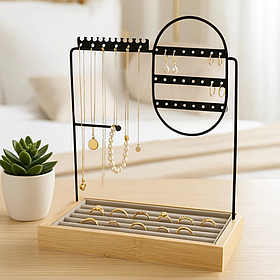 Настільна стійка для прикрас,браслетів, ланцюжків, кілець, дерев'яна, органайзер для коштовностей і аксесуарів 28х23.3х13.8 см