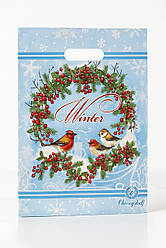 Пакет із прорізною ручкою 29*37 см Зимові віночки 50 шт.