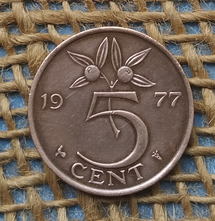 5 центiв 1977 року. Нiдерланди, фото 1