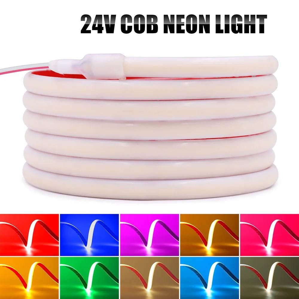 Світлодіодний неон LEDTech COB/FCOB 24v фронтального суцільного світіння. Рожевий (PINK)