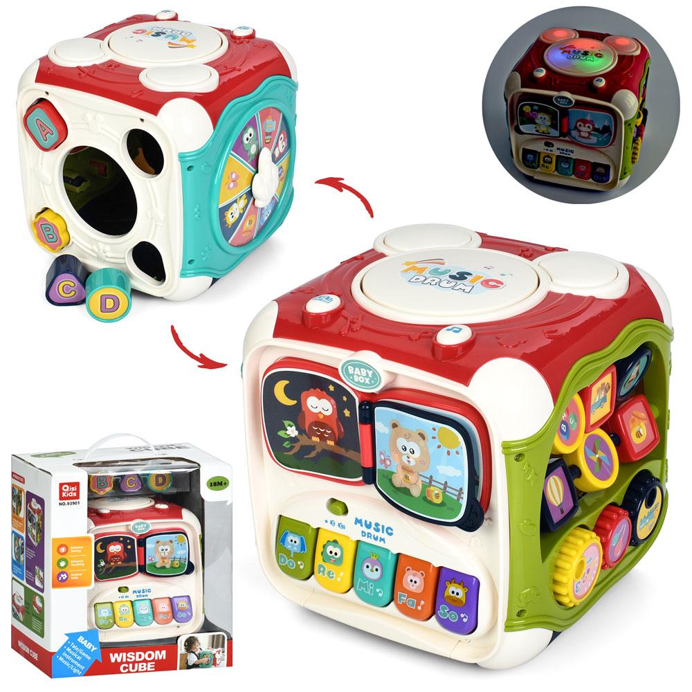 Гра 93901 куб,бізікуб,сортер (4фігури),шестерні,піаніно,барабан,муз.(англ.),світло,бат.,кор.,28,5-32, фото 1