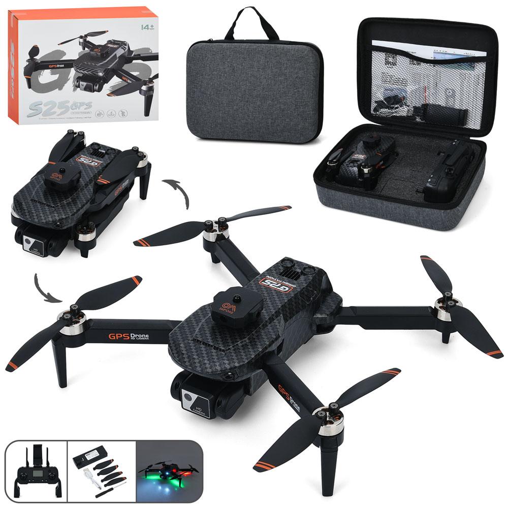 Квадрокоптер S25GPS радіокер.,2,4G,GPS,акумулятор,камера,складний,Wi-Fi,USB,зап. лопаті, світло, чохол, кор, фото 1