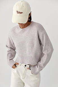 Укорочена в’язана кофта зі рваним ефектом - лавандовий цвет, ONE SIZE (є розміри)