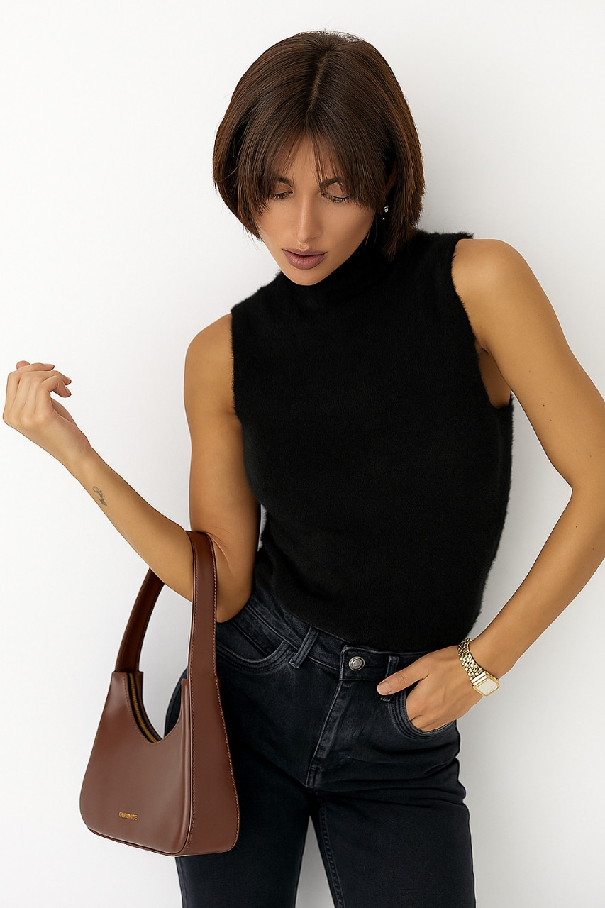 Жіноча жилетка із альпаки - чорний цвет, ONE SIZE (є розміри), фото 1