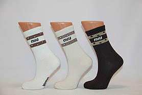 Жіночі шкарпетки середні ТЕННІС НЛ з написами 18-19 см 36-40 асорті miu