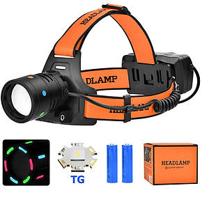 Ліхтар налобний BL-T210-TG Type-C (2x18650, 1 режим, Zoom), фото 2