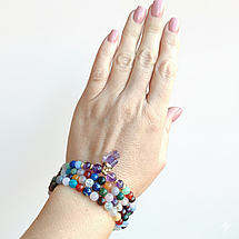 Браслет багатошаровий із натуральних каменів з Аметистовою підвіскою, фото 2