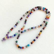 Браслет багатошаровий із натуральних каменів з Аметистовою підвіскою, фото 4