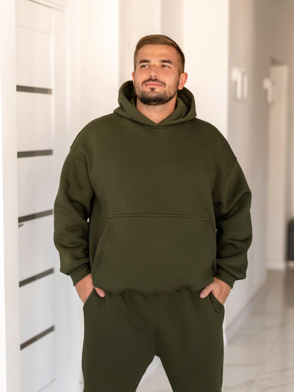 Чоловічий теплий спортивний костюм худі та джоггери, фото 1