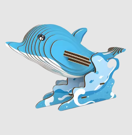 Картонний конструктор Дельфін 10см, картонна модель 3Д Дельфіна, фото 1