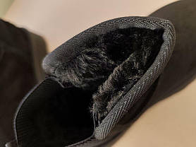 Уги ЧОРНІ BLACK з лейбл UGG на п'яточці Екозамша задник гумка напівчеревики на високій платформі жіночі зима, фото 5