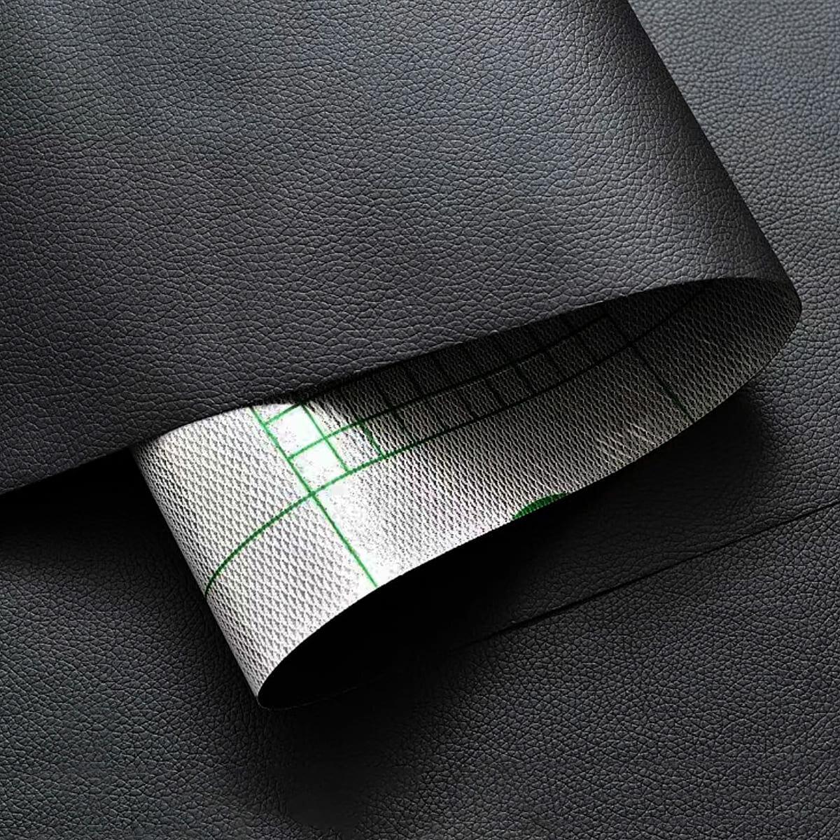 Самоклейна екошкіра рулон 1370x1000x0.5 мм Чорний для ремонту меблів, шкірозамінник для меблів та авто, фото 1