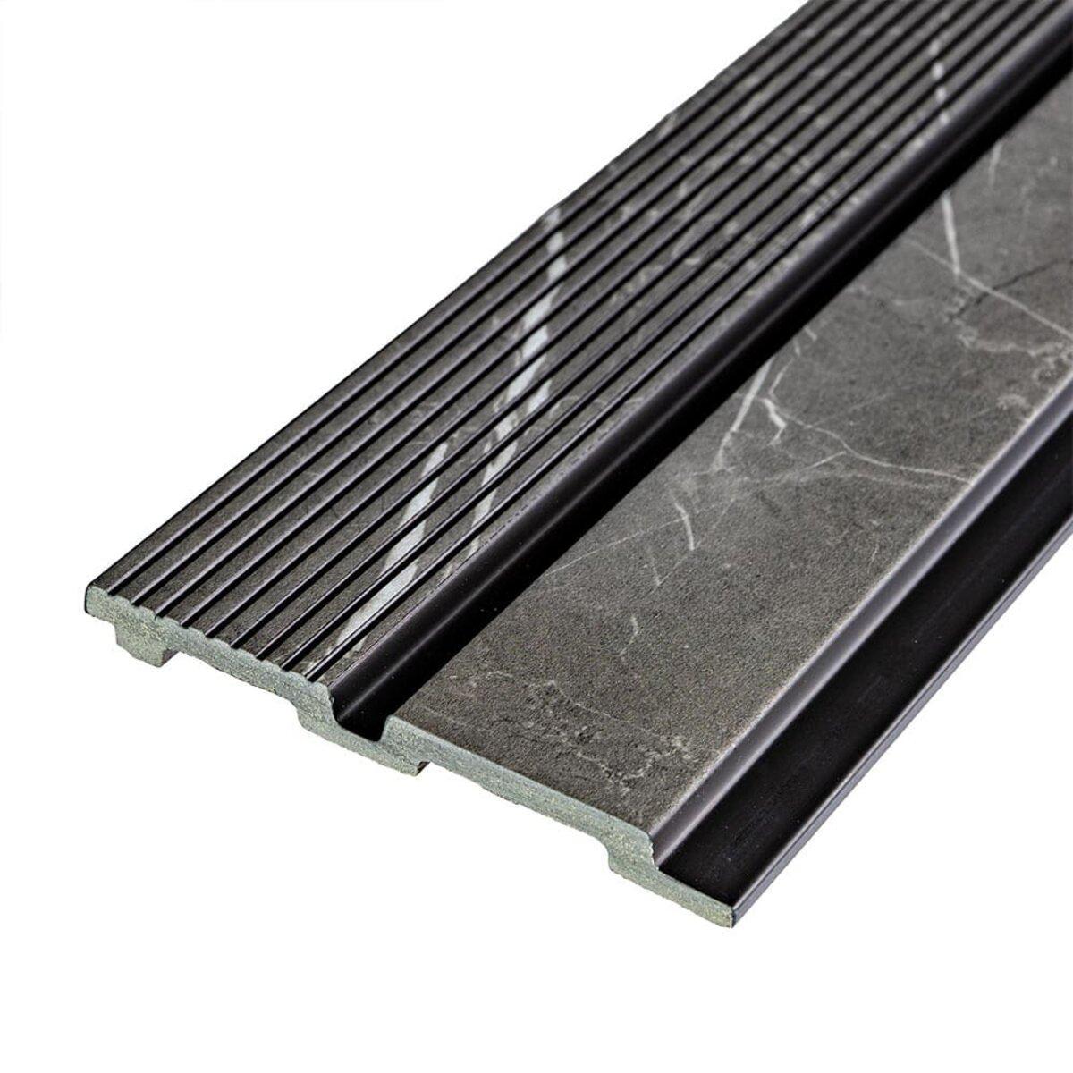Рейка декоративна PS 2900х120х12мм Сірий мармур ударостійка для стін, Рейки стінові PS 2900х120х12 для дому, фото 1