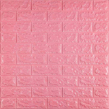 3D панелі 700x770x7мм спінений поліпропілен цегла Рожевий, Самоклейні панелі листочків 0.539м2