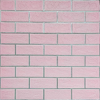 Панель стінна самоклейна 700х700 5 мм ППП Рожева цегла для стін, Самоклейні панелі Лак ПВХ 700х700 мм