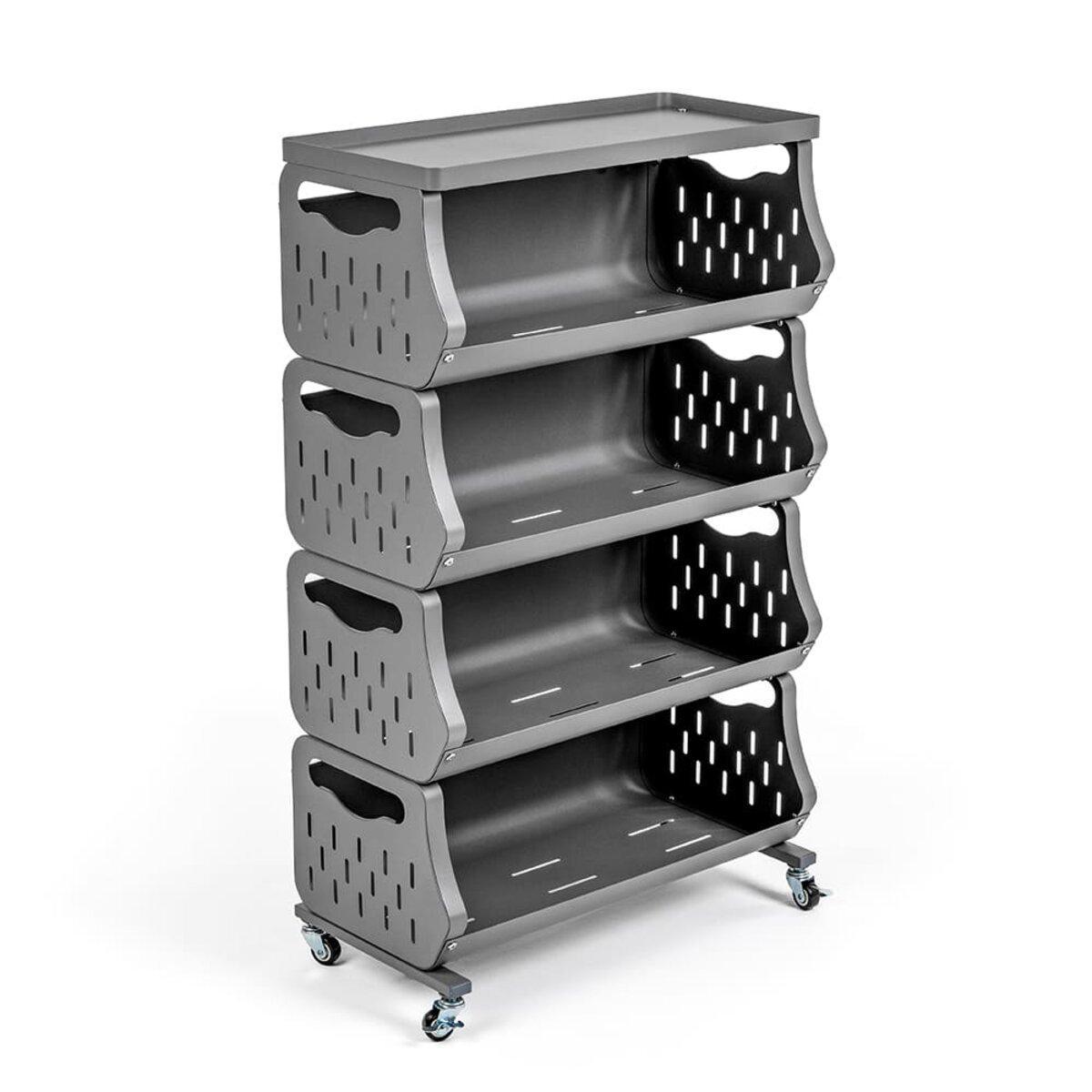 Стелаж металевий 60х30х100 см 4 полиці на колесах, Стелаж для зберігання кухні ванної офісу, фото 1