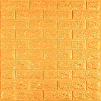 3D панелі самоклейні 700x770x7 мм цегла Золота, Декоративні панелі для стін 700x770 мм