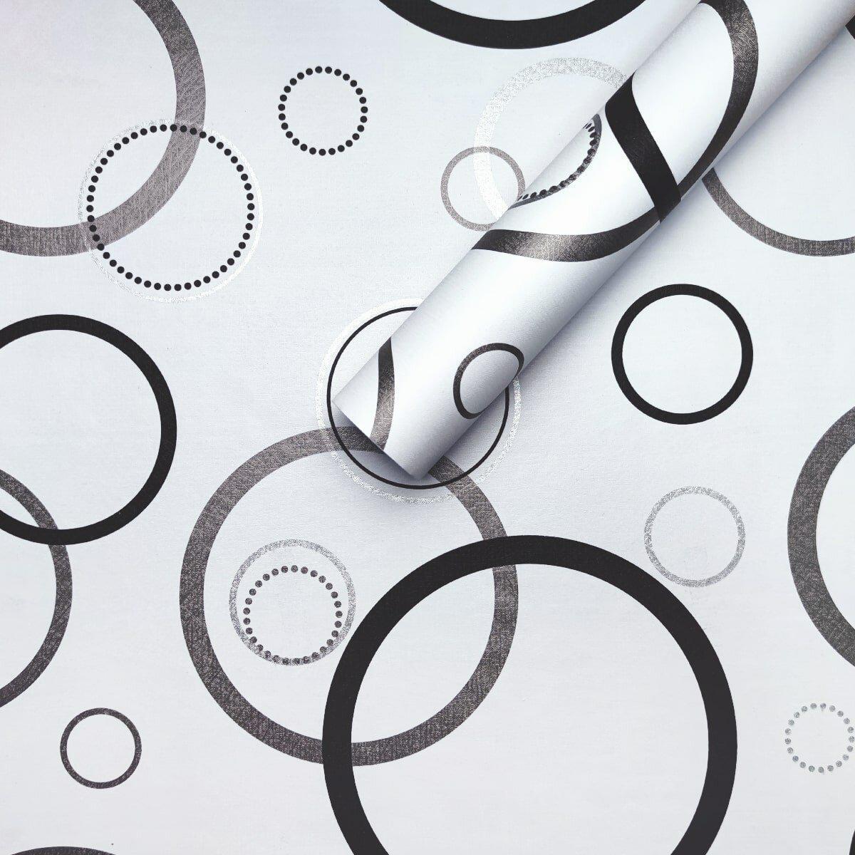 Самоклейна плівка ПВХ 0.45х10м 0.07мм Срібні круги для меблів, Декоративна плівка для інтер'єру, фото 1