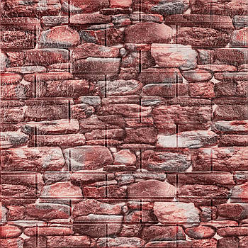 Самоклейна панель 700х770х5мм Поліпропілен Матовий камінь Коричневий, Декоративні панелі 1 шт.