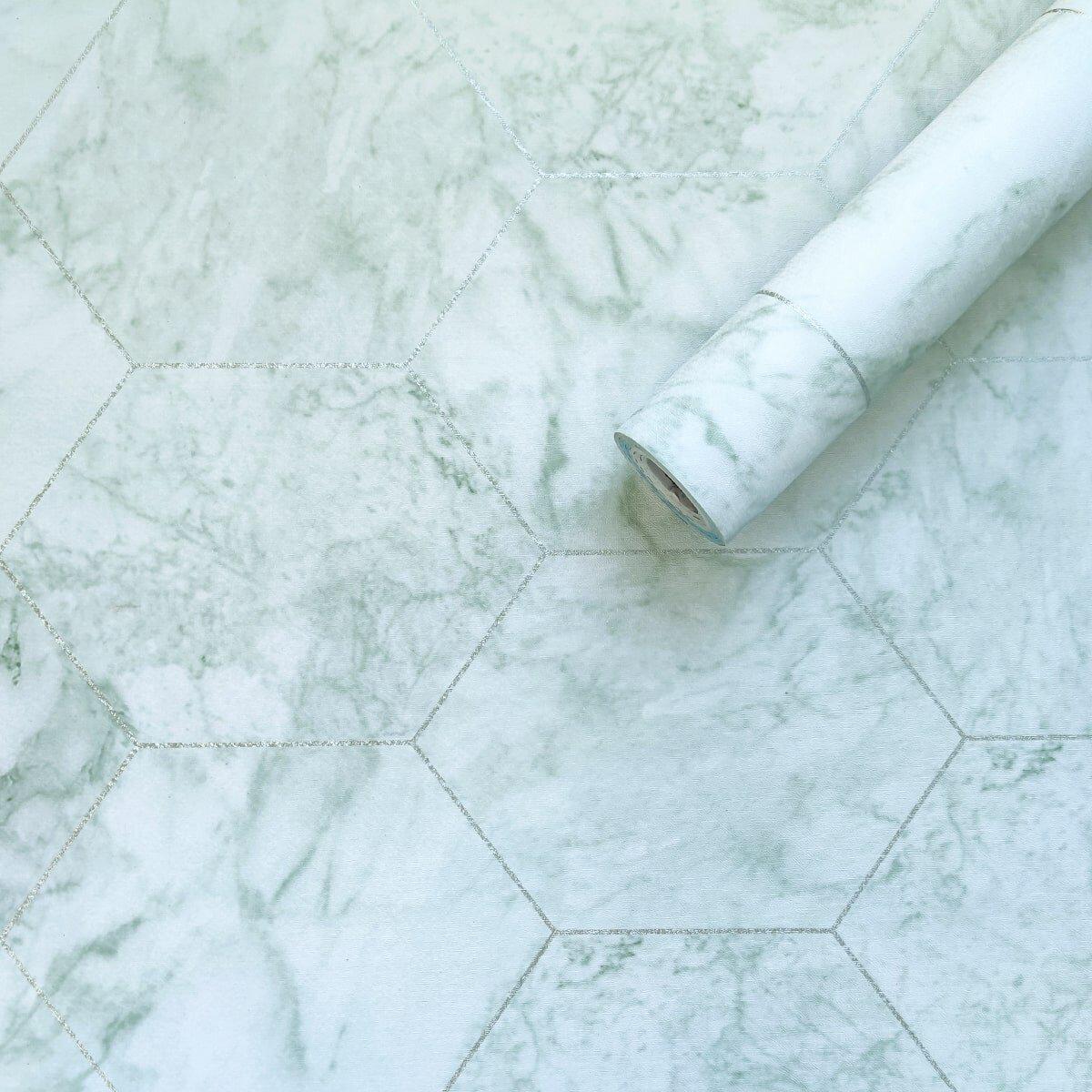 Самоклейна плівка 45 см х10м 0.07 мм ПВХ Нефритовий мармур матовий, Плівка для меблів Рулон 45 см х10 м, фото 1